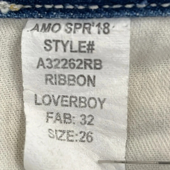AMO Loverboy Ribbon Button Fly Cotton Cropped Jeans - Size 26 - Picture 9 of 9